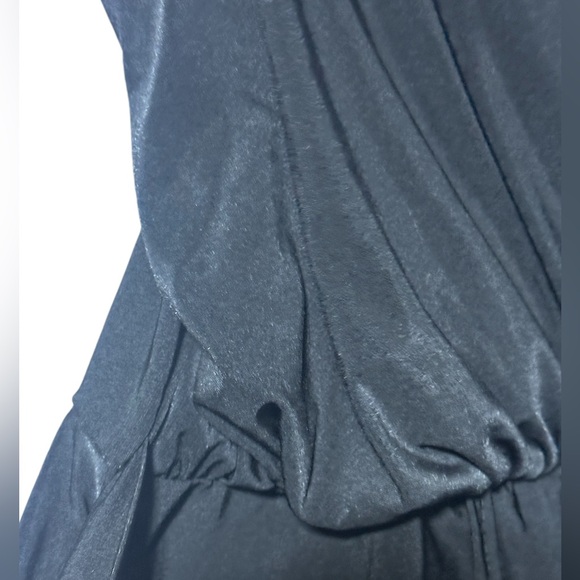 DISCO SLINKY WRAP DRAPE DRESS Black Jersey Feel Size 10 - Picture 11 of 16